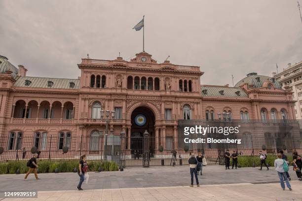 The Casa Rosada in Plaza de Mayo in Buenos Aires, Argentina, on Wednesday, March 29, 2023. Argentina's economic activity rose 2.9% year over year,...