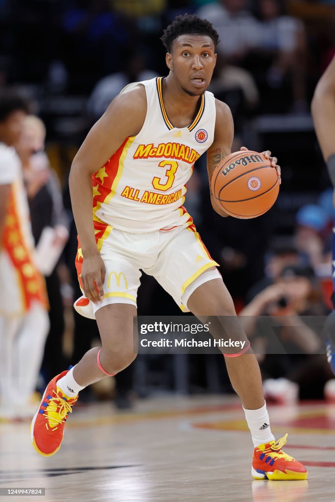 Justin Edwards of McDonald's All American Boys East is seen during Justin Edwards of McDonald's All American Boys East is seen during