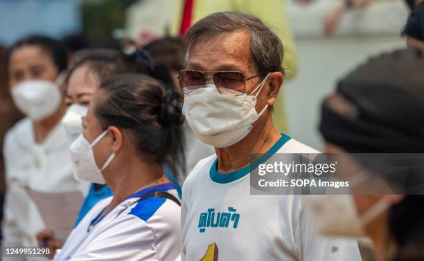 Man seen wearing a face mask as a protective measure against the air pollution in Chiang Mai. Chiang Mai became a highly polluted city from forest...