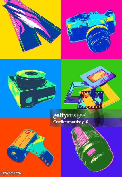 stockillustraties, clipart, cartoons en iconen met retro iconen - fotografie - spiegelreflexcamera