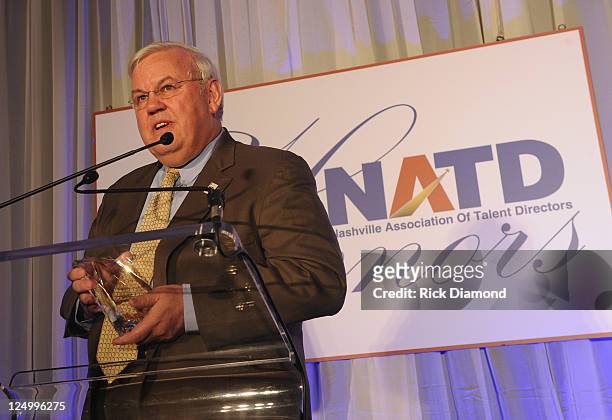 Pete Weber presents NHL Nashville Predators Coach Barry Trotz is honored at The Nashville Association Of Talent Directors Honors Gala at The...