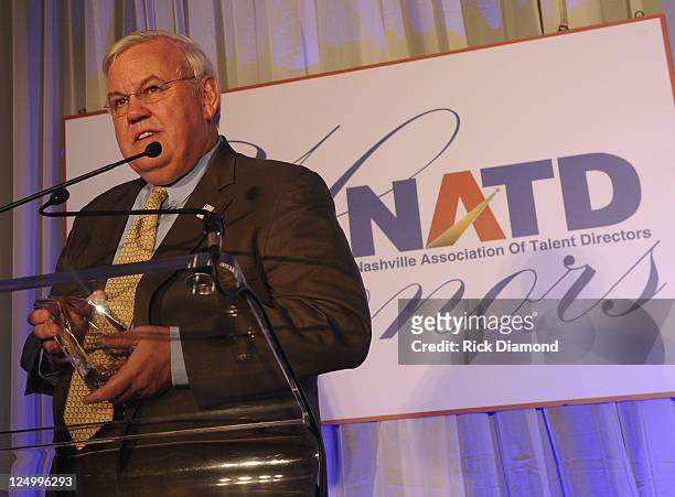 Pete Weber presents NHL Nashville Predators Coach Barry Trotz is honored at The Nashville Association Of Talent Directors Honors Gala at The...