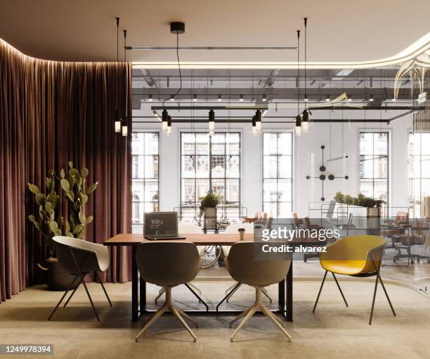 3d rendering of a creative office interior - co working stock pictures, royalty-free photos & images