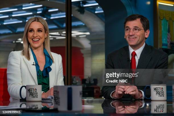Pictured: Carol Lee, NBC News White House Correspondent, and Peter Baker, Chief White House Correspondent, The New York Times, appear on Meet the...