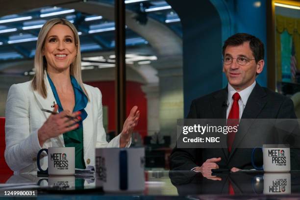 Pictured: Carol Lee, NBC News White House Correspondent, and Peter Baker, Chief White House Correspondent, The New York Times, appear on Meet the...