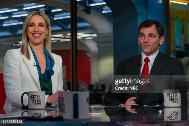 Pictured: Carol Lee, NBC News White House Correspondent, and Peter Baker, Chief White House Correspondent, The New York Times, appear on Meet the...