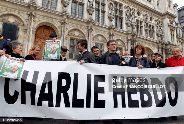 Charlie Hebdo cartoonist Luz , Charlie Hebdo publisher and cartoonist Charb, editor-in-chief deputy Sylvie Coma and Charlie Hebdo cartoonist...