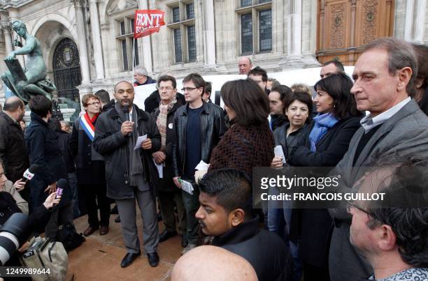 Charlie Hebdo cartoonist and editor-in-chief, Charb , flanked by Corinne Lepage, French Corinne Lepage , Cap21 party President, European MP and...