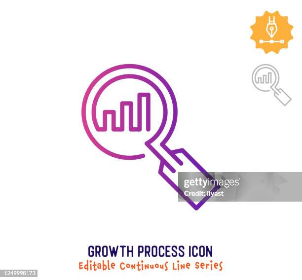 stockillustraties, clipart, cartoons en iconen met pictogram continulijnbewerkbaar voor groeiproces - analytics logo