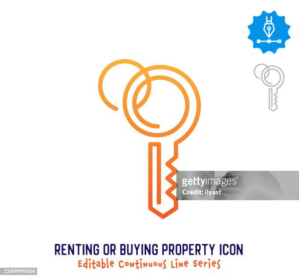 renting & buying property continuous line editable icon - one line drawing abstract line art stock illustrations