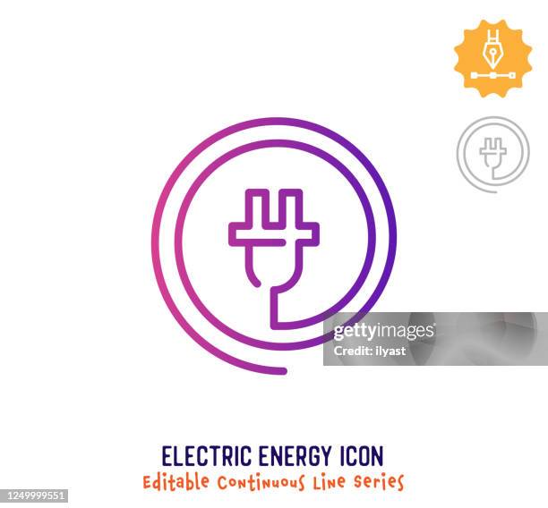 ilustraciones, imágenes clip art, dibujos animados e iconos de stock de icono editable de línea continua de energía eléctrica - red car wire