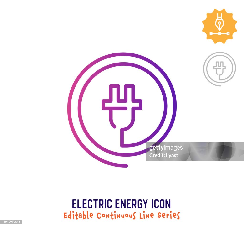 Electric Energy Continuous Line Editable Icon
