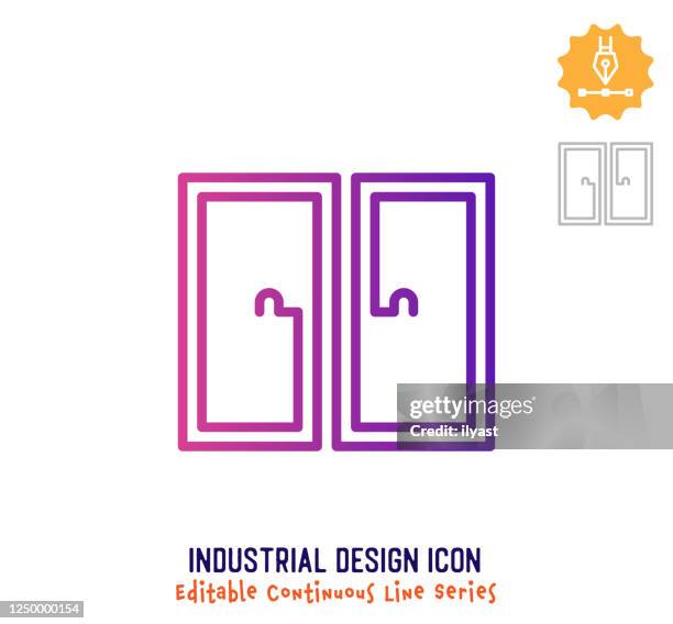 industrial design continuous line editable icon - kitchen interior design stock illustrations