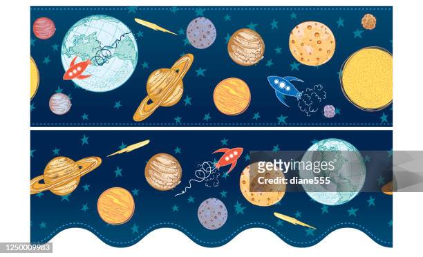 outer space bulletin board banners teacher's classroom decorations - bulletin board border stock illustrations