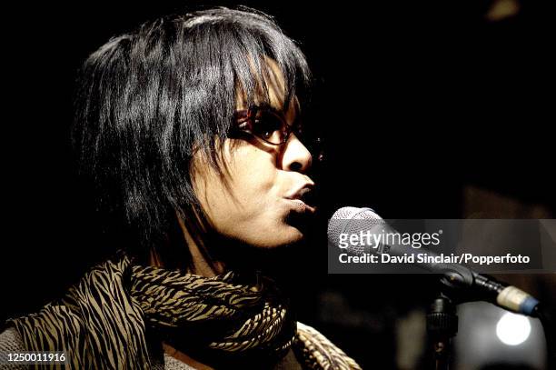 American singer Nnenna Freelon performs live on stage at Ronnie Scott's Jazz Club in Soho, London on 2nd June 2003.