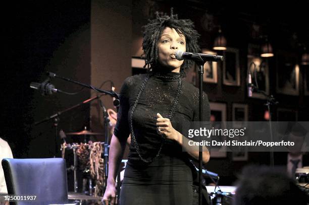 American singer Nnenna Freelon performs live on stage at Ronnie Scott's Jazz Club in Soho, London on 23rd June 2010.