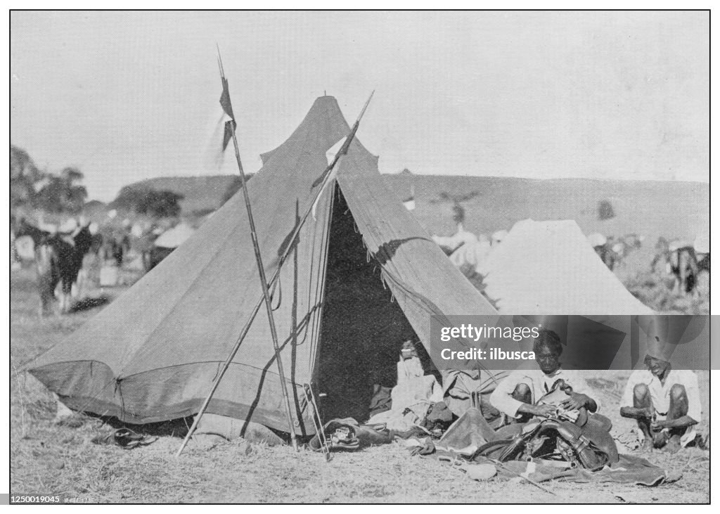 Antique photograph of British Navy and Army: Native Bengal tent