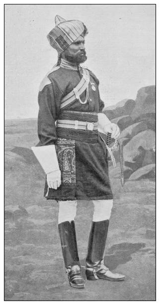 antique photograph of british navy and army: indian army - bombay artillery stock illustrations