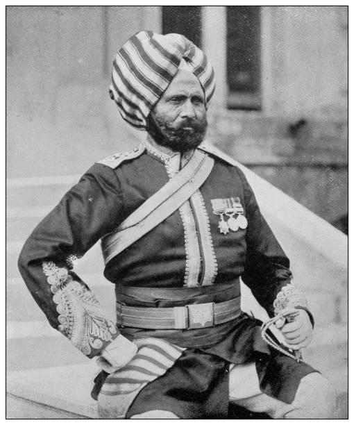 antique photograph of british navy and army: indian army - bombay artillery stock illustrations