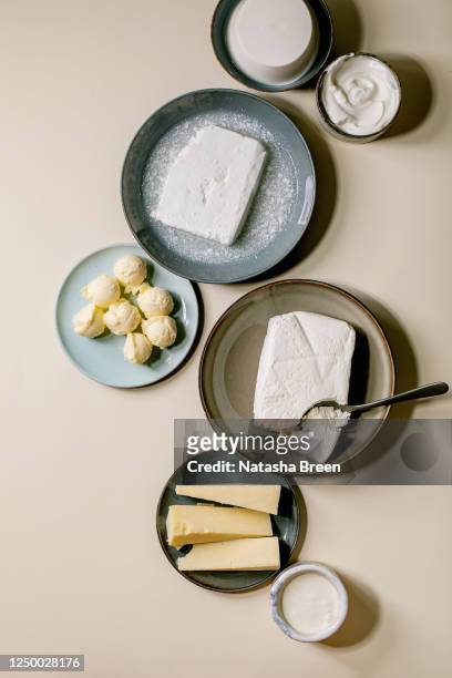 variety of milk product - ricotta stock pictures, royalty-free photos & images