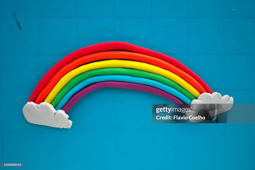 Rainbow made with play dough clay