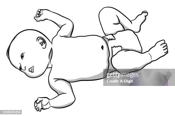 baby in diaper - cute baby stock illustrations