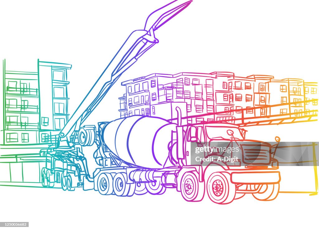 水泥澆注卡車彩虹