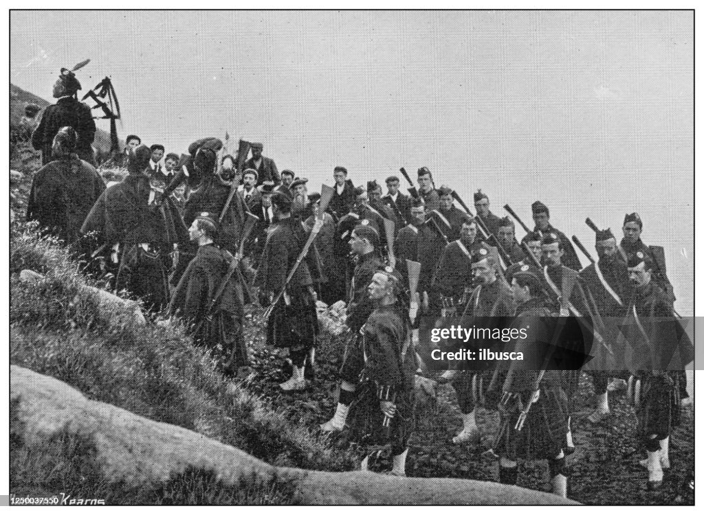 Antique photograph of British Navy and Army: Ascending Ben Nevis