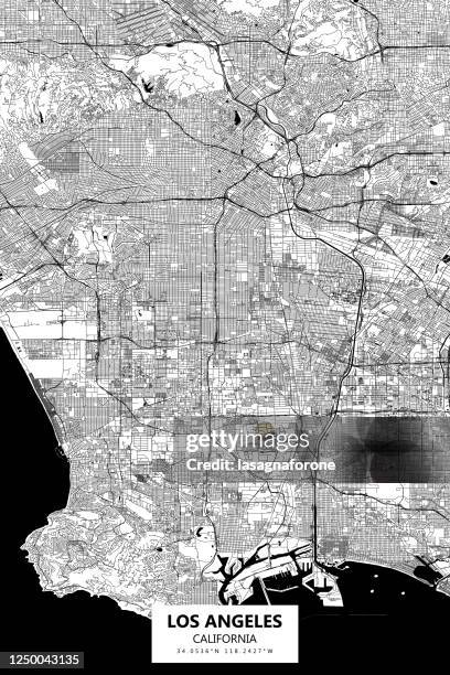 los angeles california vector map - griffith park stock illustrations