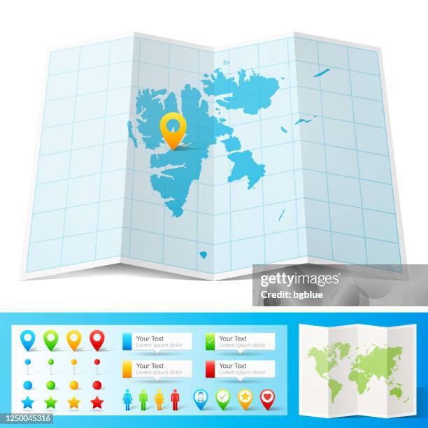 svalbard map with location pins isolated on white background - longyearbyen stock illustrations