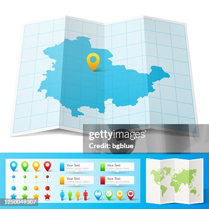 Thuringia Map With Location Pins Isolated On White Background High-Res ...