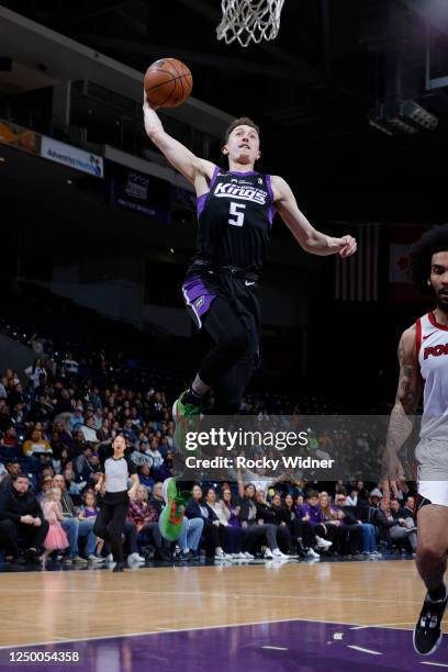 Alex O'Connell of the Stockton Kings dunks the ball during a NBA G-League Playoff game against the Sioux Falls Skyforce at Stockton Arena on March...