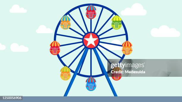 ilustraciones, imágenes clip art, dibujos animados e iconos de stock de noria - ferris wheel