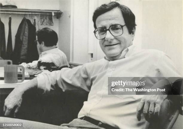 Political satirist Mark Russell, poses in his dressing room at Ford's Theater in Washington DC on March 22, 1989. Russell's satire has prompted...