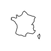 France map icon isolated on white background. France outline map. Simple line icon. Vector illustration