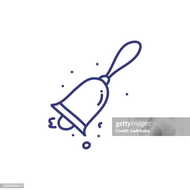 school bell doodle vector illustration concept. hand drawn, line icons. - handbell stock illustrations