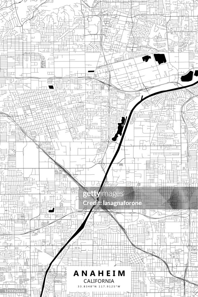 Anaheim, California Vector Map