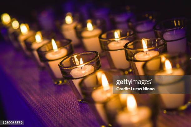 sequence of candles. - mourning candles stock pictures, royalty-free photos & images