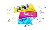 Super Sale. 3d sale banner with text Super Sale