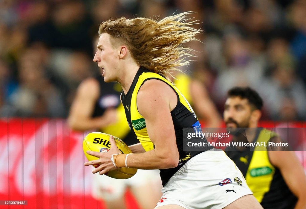 Hugo Ralph Smith Racing Hugo Ralphsmith of the Tigers in action during the 2023 AFL Round 03 ...