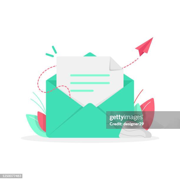 ilustraciones, imágenes clip art, dibujos animados e iconos de stock de boletín y correo electrónico suscribirse icono diseño plano. - envelope