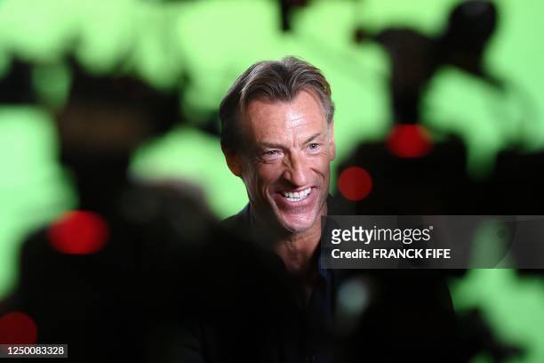 France's women's team newly appointed head coach Herve Renard reacts after addressing a press conference at the French Football Federation...