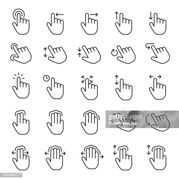 touch-gesten - umriss icon set - stock vector - zwicken stock-grafiken, -clipart, -cartoons und -symbole