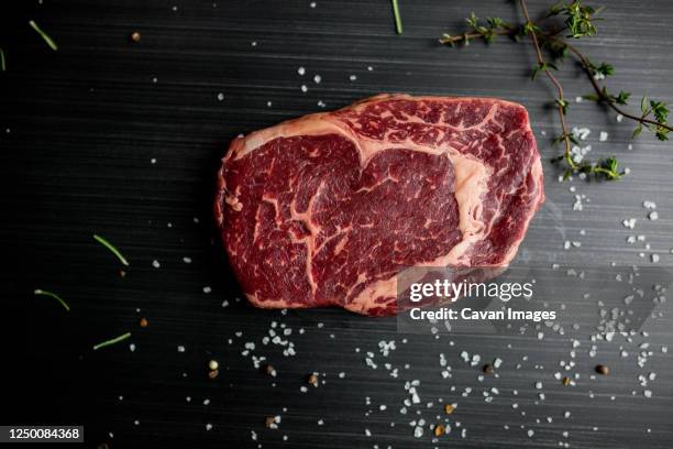 steak with salt pepper and rosemary - capicola meat stock pictures, royalty-free photos & images