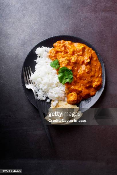 paneer tikka masala served with basmati rice - tikka masala stock pictures, royalty-free photos & images