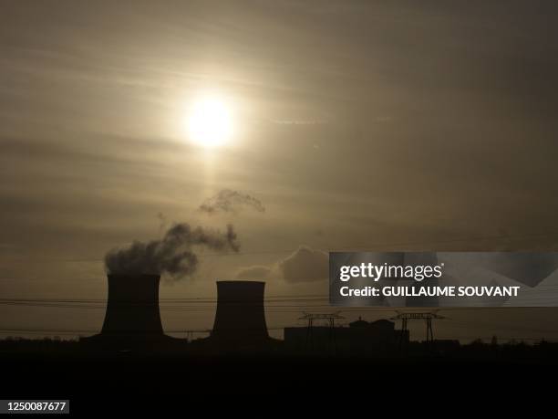 This photograph taken on March 30 shows the Nuclear power plant of Saint-Laurent-des-Eaux, in Saint-Laurent-Nouan, central France. - On the banks of...