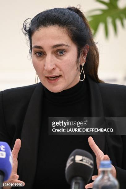 Flemish Minister of Environment, Energy, Tourism and Justice Zuhal Demir pictured during a press conference of the Flemish Government regarding the...