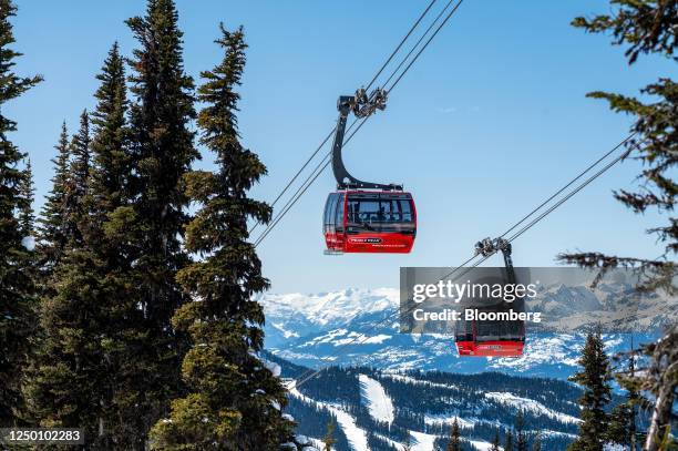 The Peak 2 Peak gondola at the Whistler Blackcomb ski resort on Blackcomb Mountain, British Columbia, Canada, on Tuesday, March 28, 2023. Despite...