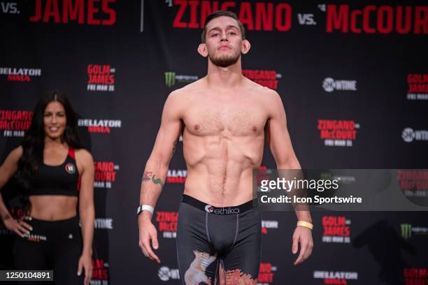 Lucas Brennan weighs in at 145.4lbs ahead of Bellator 293 Golm vs James on March 30 at Pechanga Resort and Casino in Temecula, CA.