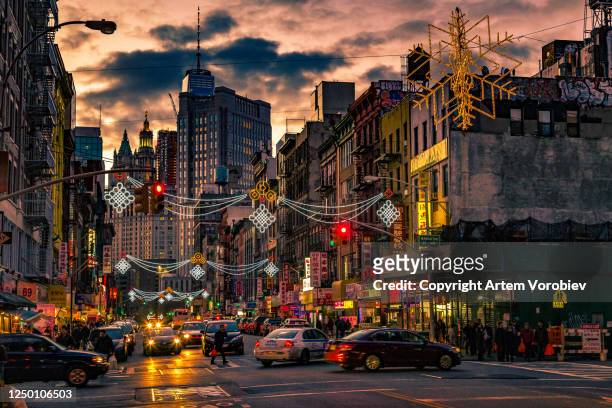 chinatown at night - chinatown stock pictures, royalty-free photos & images